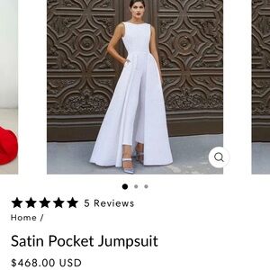 White Satin Wide-Leg Wedding Jumpsuit